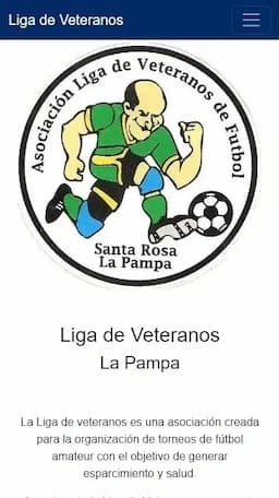 Imagen de  la versión mobile de la página de la liga de veteranos de futbol.