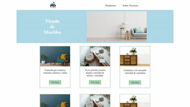 Imagen de una página que simula de una tienda de muebles creada como practica, versión desktop.